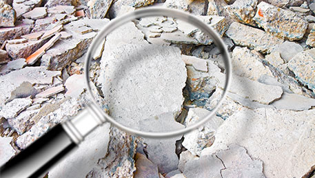 magnifying glass on rocks, asbestos services